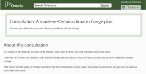 Ontario climate change plan consultation