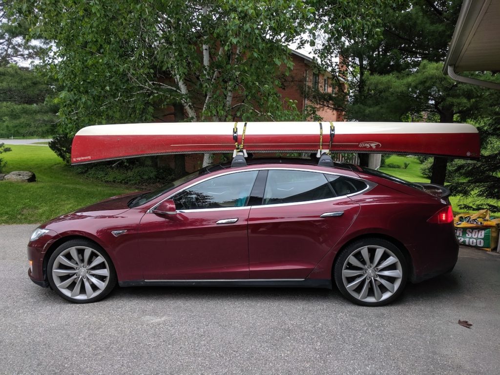 Keith Beckley's electric car with canoe